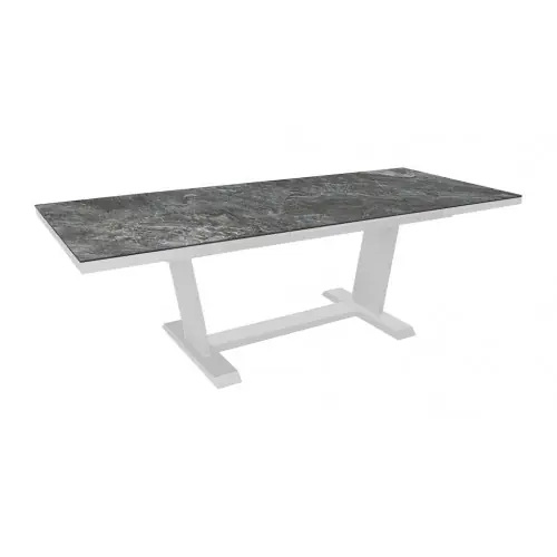 Commande En Gros Table AMBER 180/240 x 100 cm - Aluminium blanc / Céramique KEDRA Lunar - Allonge automatique - PROLOISIRS