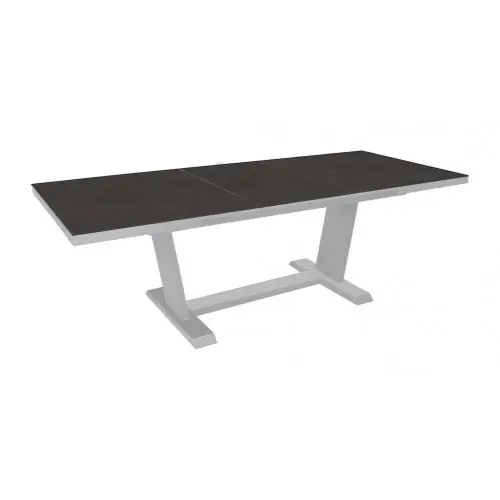 Satisfait Ou Remboursé Table AMBER 180/240 x 100 cm - Aluminium blanc / Céramique KEDRA New BB - Allonge automatique - PROLOISIRS