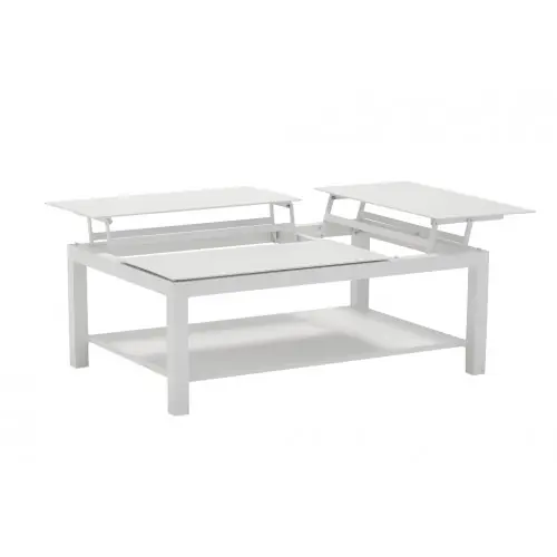 Table basse BUTTERFLY élévatrice - 120 x 80 x 42/54 cm - Aluminium époxy - Blanc - PROLOISIRS Haute Qualité