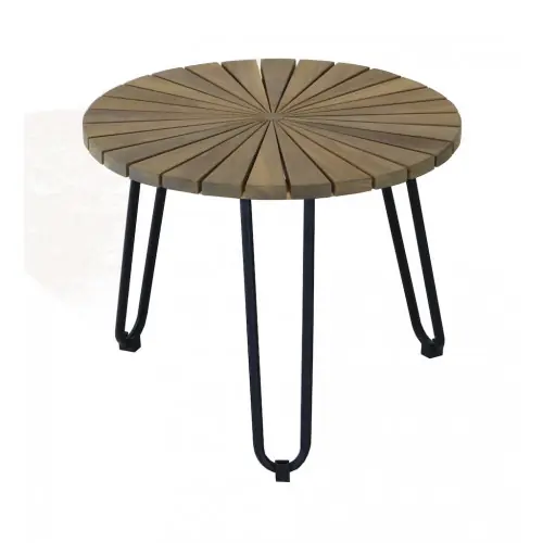 Table basse - COFFEE - Acacia FSC 100% - Pied en acier noir - 50 x 44 cm - PROLOISIRS Commande En Gros