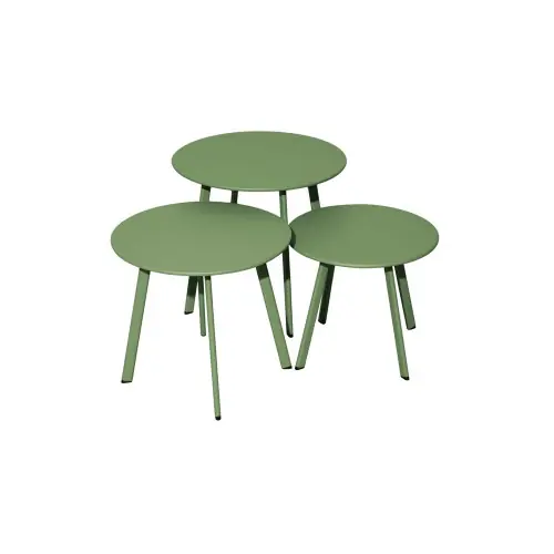 Table basse de jardin Massaï ø 40 cm en acier époxy - amande - PROLOISIRS Authentique