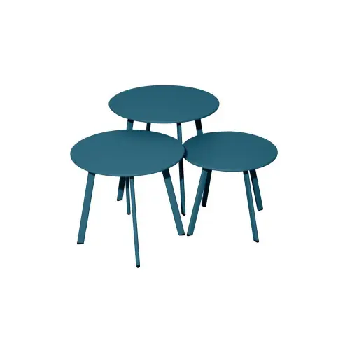 Meilleur Prix Table basse de jardin Massaï ø 40 cm en acier époxy – bleu – PROLOISIRS