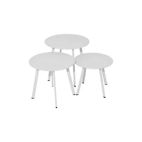 Table basse de jardin Massaï ø 45 cm en acier époxy – blanc – PROLOISIRS Offre Du Jour
