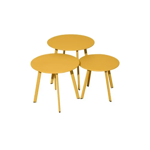 Table basse de jardin Massaï ø 50 cm en acier époxy - miel - PROLOISIRS Expédition Rapide