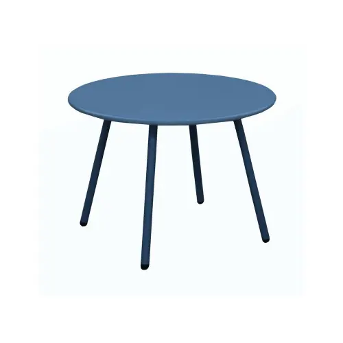 Satisfait Ou Remboursé Table basse de jardin ronde en acier Rio - bleu Ø 50 cm - PROLOISIRS