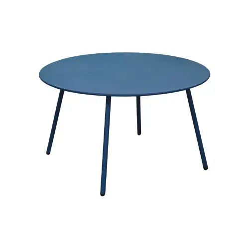 Vente Flash Table basse de jardin ronde en acier Rio – bleu Ø 70 cm – PROLOISIRS