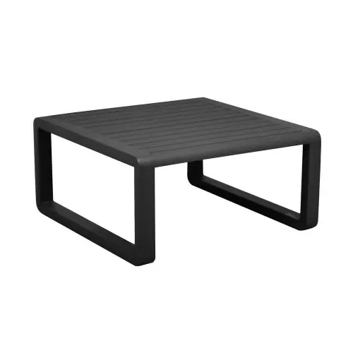 Table basse de jardin Tonio graphite - Aluminium - 80 x 80 cm - Plateau à latte - PROLOISIRS Petit Prix