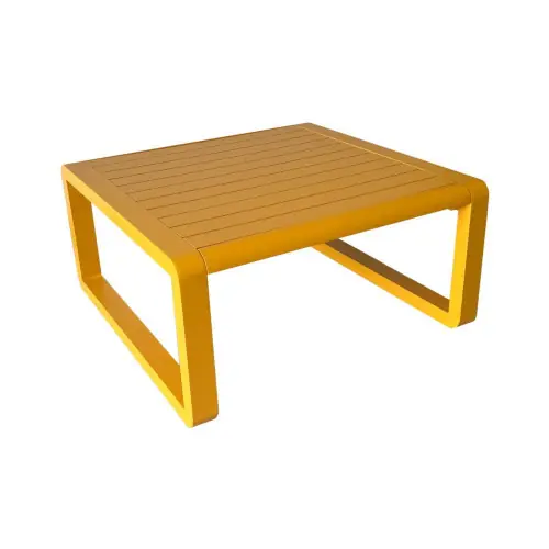 Table basse de jardin Tonio miel - Aluminium - 80 x 80 cm - Plateau à latte - PROLOISIRS Solde