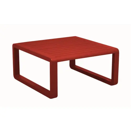 Table basse de jardin Tonio rouge - Aluminium - 80 x 80 cm - Plateau à latte - PROLOISIRS Marque