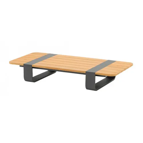 Paiement Sécurisé Table basse DOX rectangulaire - 120 x 50 x 20 cm - Aluminium époxy et teck FSC - Graphite - PROLOISIRS