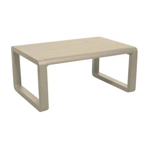 Table basse en aluminium à lattes - QUENZA II 90 x 60 - Coloris crème - PROLOISIRS Promotion