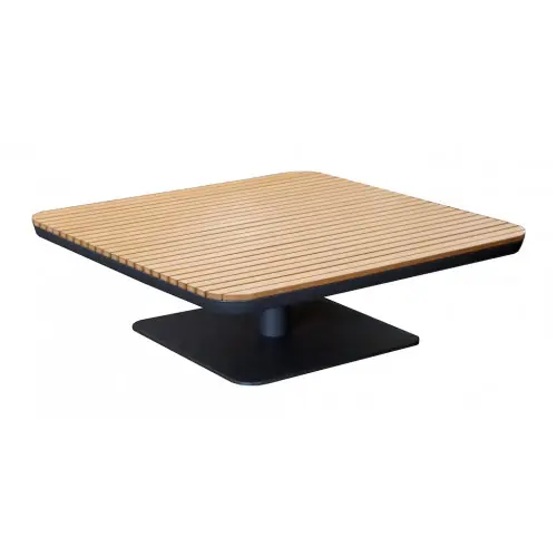 Table basse FREEDOM 90x90x28,5 cm - Graphite - Plateau composite look bois - PROLOISIRS Pas Cher