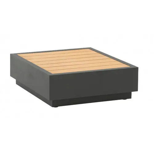 Meilleur Choix Table basse MARY - 82 x 70 x 25 cm - Aluminium époxy et teck FSC - Graphite - PROLOISIRS
