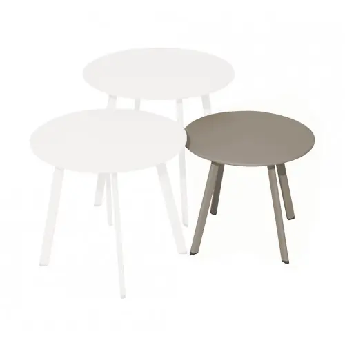 Prix Promo Table basse - MASSAÏ - Acier époxy - Ø40 cm - Crème - PROLOISIRS