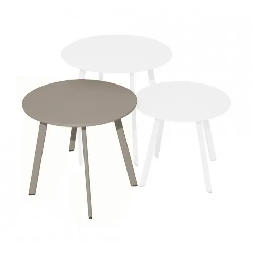 Produit De Marque Table basse - MASSAÏ - Acier époxy - Ø45 cm - Crème - PROLOISIRS