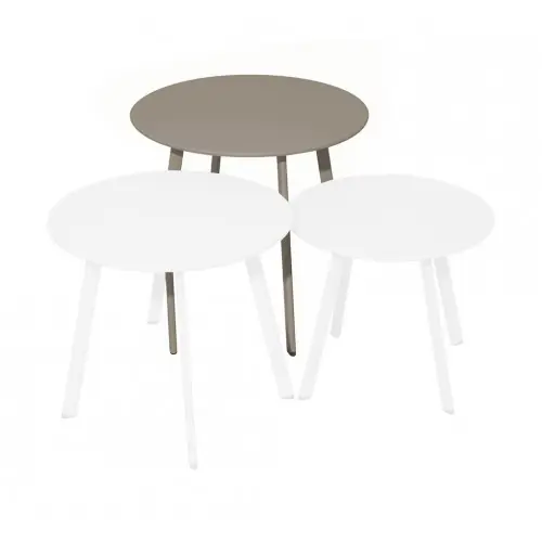 Meilleure Vente Table basse - MASSAÏ - Acier époxy - Ø50 cm - Crème - PROLOISIRS