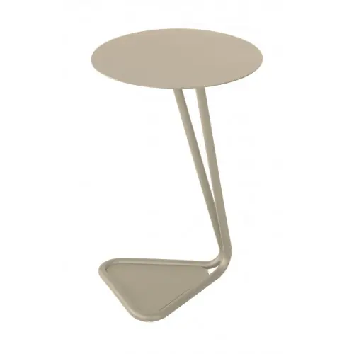 Bon Plan Table basse ronde en aluminium et acier - EZE Ø 40 x H 60 - Coloris crème - PROLOISIRS
