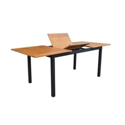 Table de jardin Balito en aluminium/acacia FSC - 160/220 x 90 cm - graphite - PROLOISIRS Affaire À Saisir
