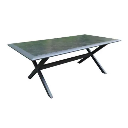 Livraison Express Table de jardin Ceram en aluminium/céramique - 194 x 104 x 74 cm - graphite - PROLOISIRS