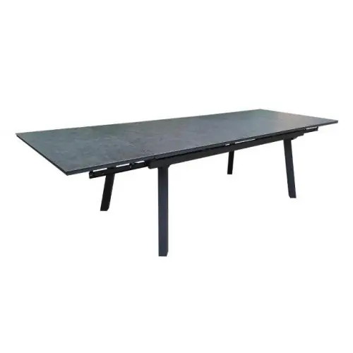 Prix Choc Table de jardin extensible Agra en aluminium/céramique - 150/200/250 x 90 cm - graphite - PROLOISIRS
