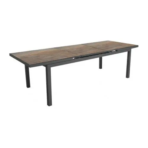 Table de jardin extensible Teramo en aluminium/HPL - 180/240 x 90 cm - graphite/bambou - PROLOISIRS Nouvel Arrivage