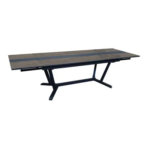Table de jardin Galléo en Aluminium 180/230/280 cm - plateau Fundermax - graphite/Mocca - PROLOISIRS Expédition Rapide