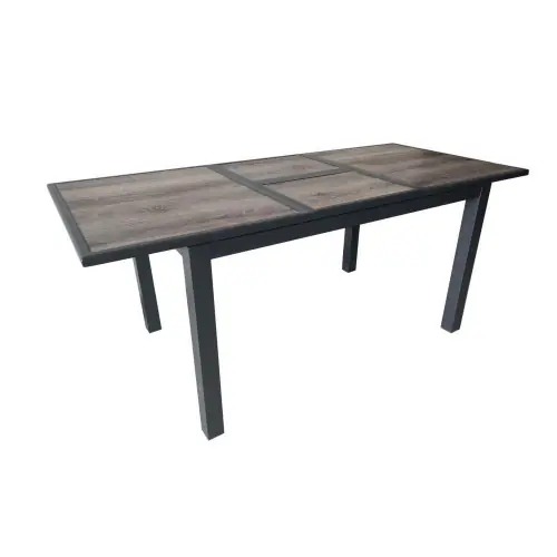Expédition Rapide Table de jardin Genes en Aluminium 60/220 x 74 x 90 cm - plateau SPC - graphite/gris - PROLOISIRS