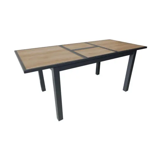 Table de jardin Genes en Aluminium 60/220 x 74 x 90 cm – plateau SPC – graphite/naturel – PROLOISIRS Nouveauté