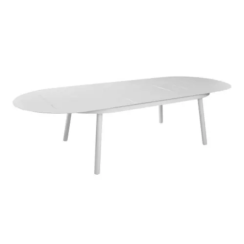 Table de jardin oblongue Dublin 230 / 300 x 120 cm - blanc - Aluminium - PROLOISIRS Haute Qualité