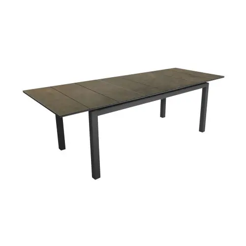 Table de jardin rectangulaire extensible Tahaa plateau Fundermax® graphite/cave 180/240 cm - PROLOISIRS Dernière Chance