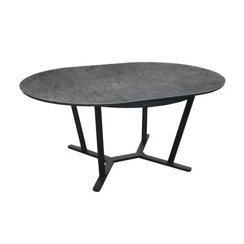 Prix Choc table de jardin ronde Valenza en Aluminium 125/175 cm - plateau SPC - graphite/girs - PROLOISIRS