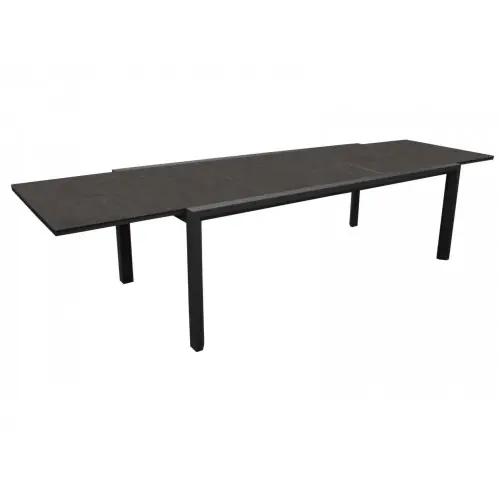Table de jardin Sinnes en aluminium/fundermax - graphite/black jack - 200/300 x 104 cm - PROLOISIRS Seulement Aujourd'hui
