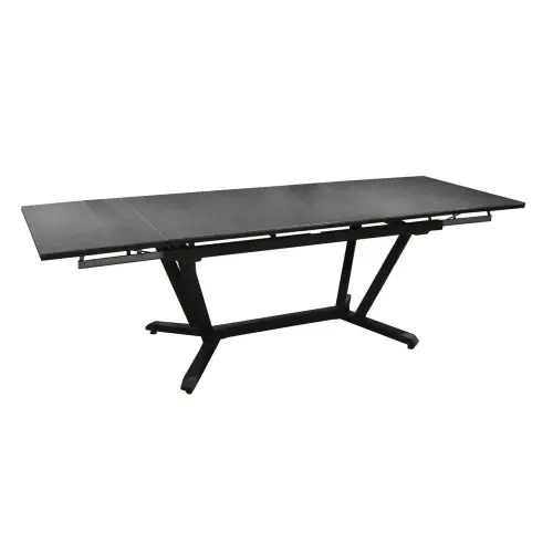 Table de jardin Vita graphite/gris en Aluminium 180/230/280 x100 cm - plateau Kedra - PROLOISIRS Prix Bas