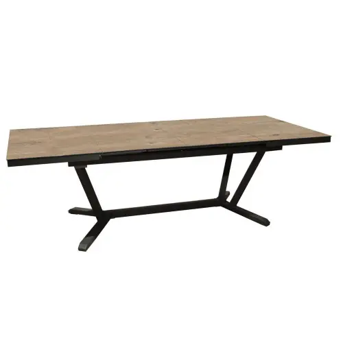 Offre Limitée Table de jardin Vita graphite/lenk en Aluminium 180/240x100 cm - plateau à lames Kedra - PROLOISIRS