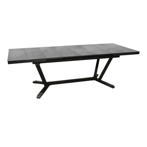 Haute Qualité Table de jardin Vita graphite/lucca en Alu 180/240×100 cm – plateau à lames Kedra – PROLOISIRS