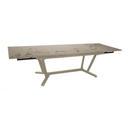 Table de repas extensible en aluminium et céramique KEDRA - VITA 180/230/280 x 100 - Allonges en bout - Coloris crème et Awen - PROLOISIRS Vente Directe