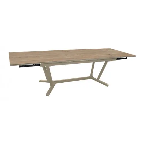 Livraison Express Table de repas extensible en aluminium et céramique KEDRA - VITA 180/230/280 x 100 - Allonges en bout - Coloris crème et Lenk - PROLOISIRS