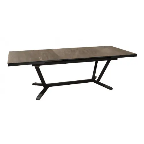 Offre Exclusive Table de repas extensible en aluminium et céramique KEDRA - VITA 180/240 x 100 - Allonge automatique - Coloris graphite et Merak - PROLOISIRS