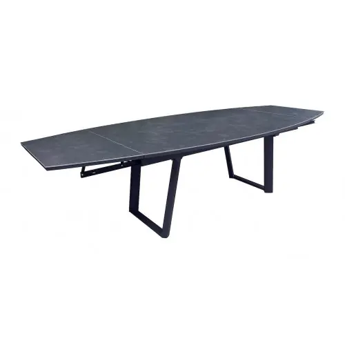 Haute Qualité Table de repas extensible en aluminium et céramique - MANTA 180/230/280 x 110 - Allonges en bout - Coloris graphite - PROLOISIRS