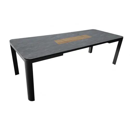 Jusqu'à Épuisement Des Stocks Table de repas extensible en aluminium et HPL - ALMA 160/210 x 90 - Allonge automatique - Coloris graphite et béton - PROLOISIRS