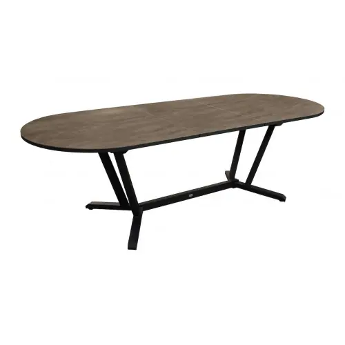 Prix Choc Table de repas ovale extensible en aluminium et céramique KEDRA - VITA 200/260 x 100 - Allonge automatique - Coloris graphite et - PROLOISIRS