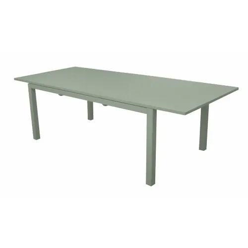 Table extensible – GENES – Aluminium époxy amande – Plateau à lattes – 160/240 x 100 cm – PROLOISIRS Offre Du Jour