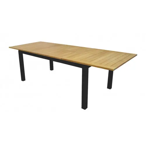 Table extensible - MADAGASCAR - Aluminium graphite - Teck FSC 100% - Allonge papillon - 180/260 x 100 cm - PROLOISIRS Acheter Direct