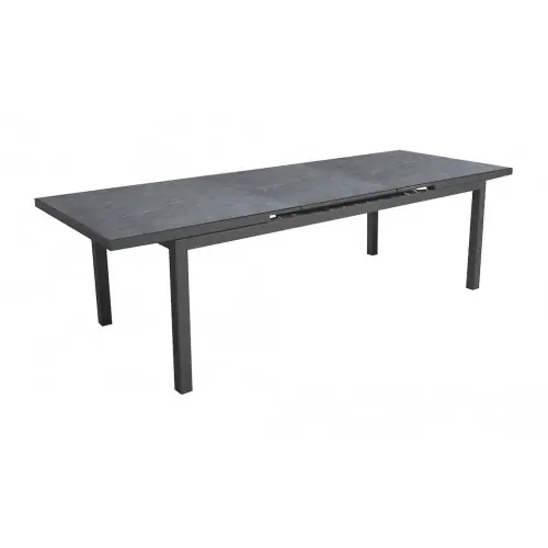 Prix Réduit Table extensible - TERAMO - Aluminium époxy graphite - Plateau à lames HPL ardoise 6 mm - 180/240 x 90 cm - PROLOISIRS