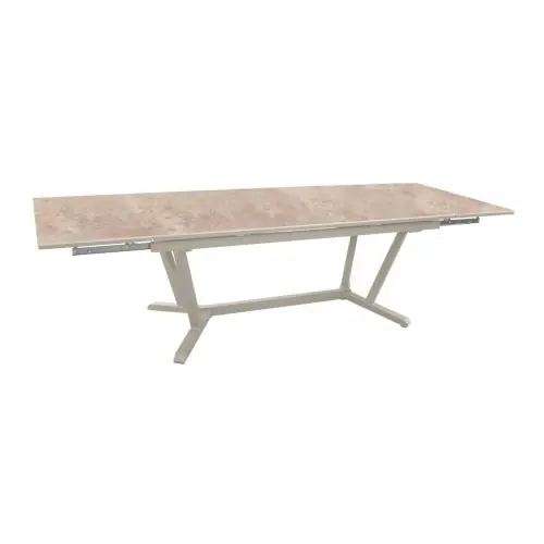 Offre Spéciale Table extensible - VITA - Aluminium époxy crème - Plateau céramique Kedra Downtown 6 mm - 180/230/280 x 100 cm - PROLOISIRS