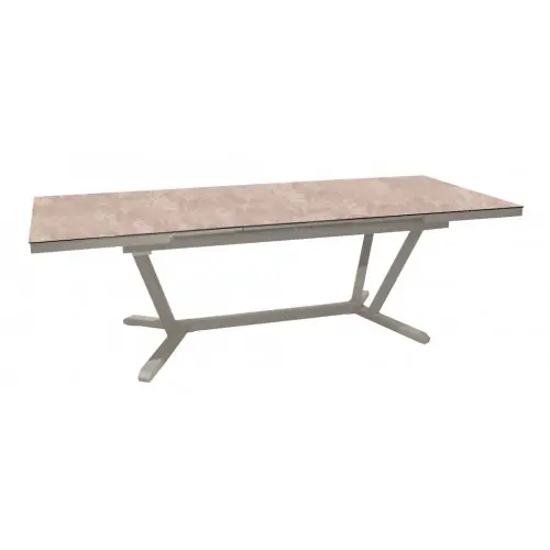 Table extensible - VITA - Aluminium époxy crème - Plateau céramique Kedra Downtown 6 mm - 180/240 x 100 cm - PROLOISIRS Promotion Saisonnière