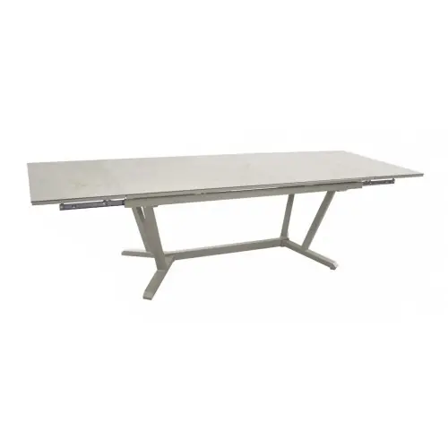 Produit De Marque Table extensible - VITA - Aluminium époxy crème - Plateau céramique Kedra Praline A 6 mm - 180/230/280 x 100 cm - PROLOISIRS