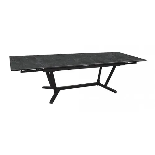 Table extensible - VITA - Aluminium époxy graphite - Plateau céramique Kedra Linen A 6 mm - 180/230/280 x 100 cm - PROLOISIRS Dernier Modèle