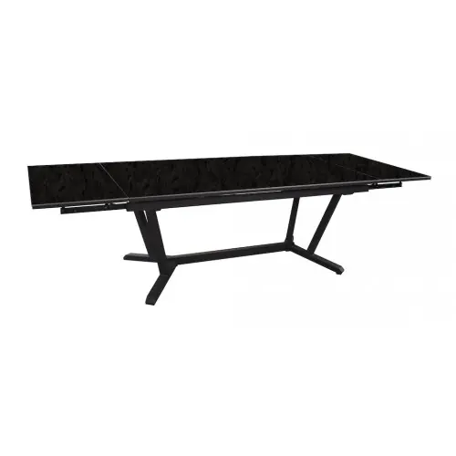 Table extensible - VITA - Aluminium époxy graphite - Plateau céramique Kedra Linen A 6 mm - 220/280/340 x 109 cm - PROLOISIRS Vente Directe