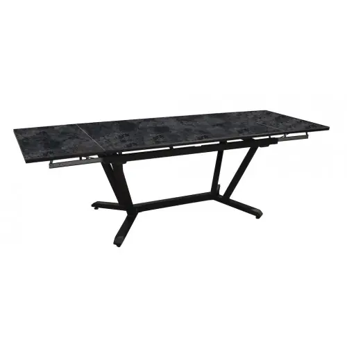 Table extensible - VITA - Aluminium époxy graphite - Plateau céramique Kedra Magma 6 mm - 220/280/340 x 109 cm - PROLOISIRS Authentique